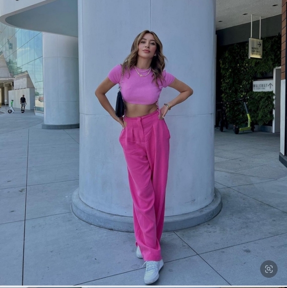 Zara Pleated Linen Blend Bloggers Favorite Pants Size S & XXL Pink NWT - Picture 9 of 13